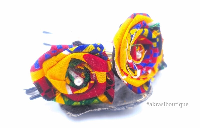 Triple u shaped wavy hair pin set | African bun pins | kente hair slides