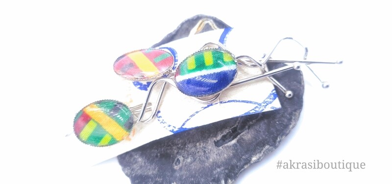 African wax kente detail wavy bronze hair grip | hair slide | hair accessories