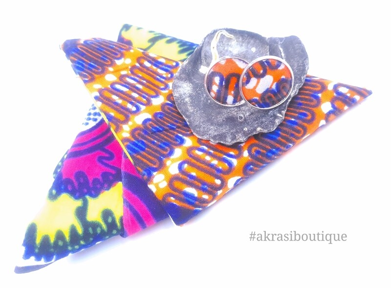 Scifunk African wax print pocket square with glass cufflinks | men's accessories | Ankara pocket square | African cufflinks