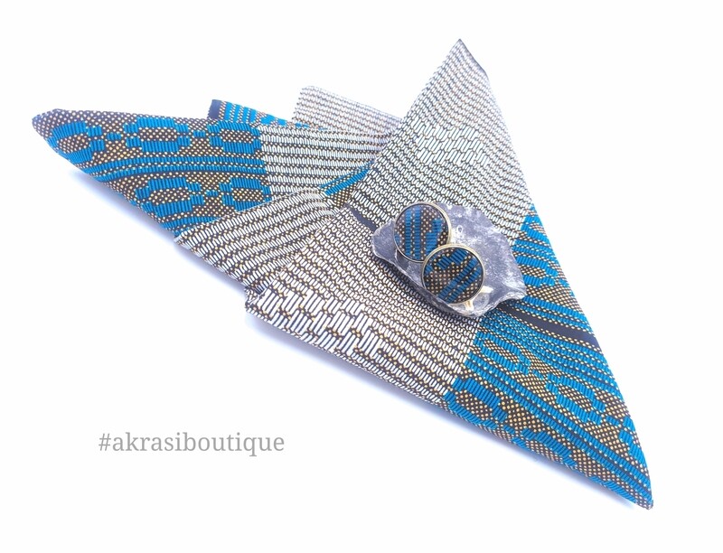 African wax print pocket square with cufflinks | men's accessories | Ankara pocket square | African cufflinks