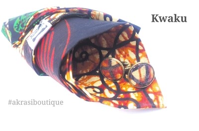African wax tie dye print pocket square with cufflinks | men's accessories | Ankara pocket square | African cufflinks