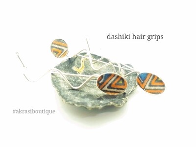 African wax dashiki detail wavy silver hair grip | hair slide | hair accessories