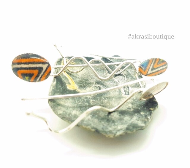 African wax dashiki detail wavy silver hair grip | hair slide | hair accessories