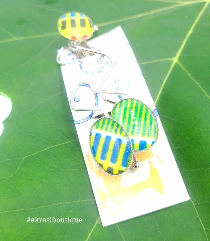 African wax kente detail wavy silver hair grip | hair slide | hair accessories
