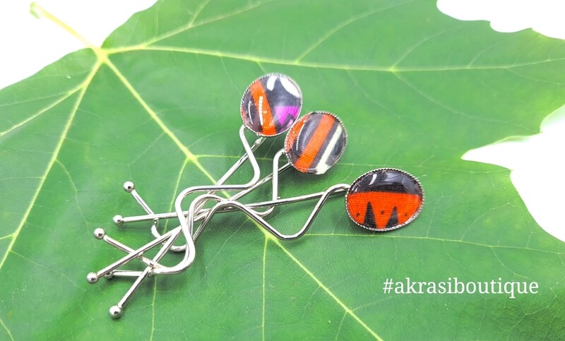 African wax kente detail wavy silver hair grip | hair slide | hair accessories