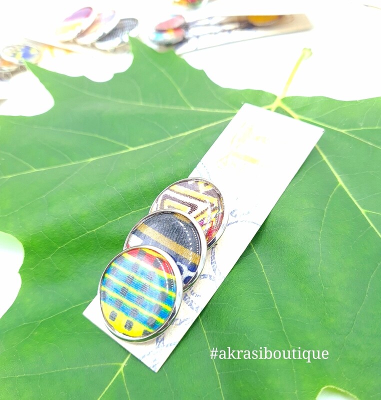 African wax print button pins | dashiki and kente button pin