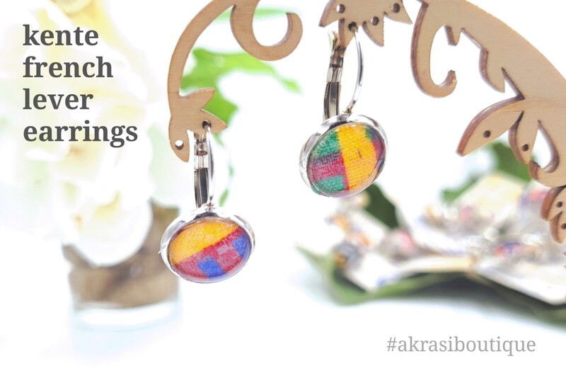Kente collection round silver drop earrings