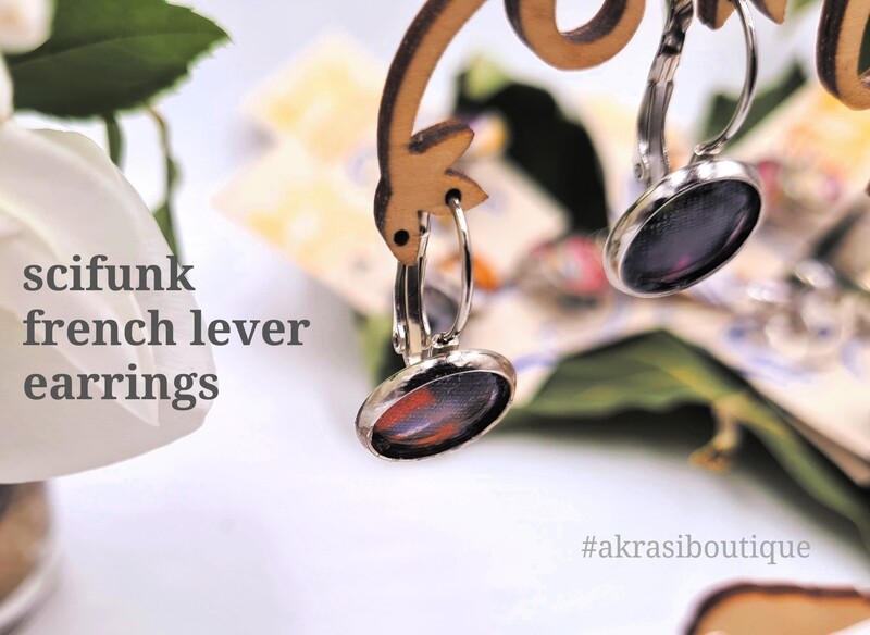 Scifunk collection round silver drop earrings