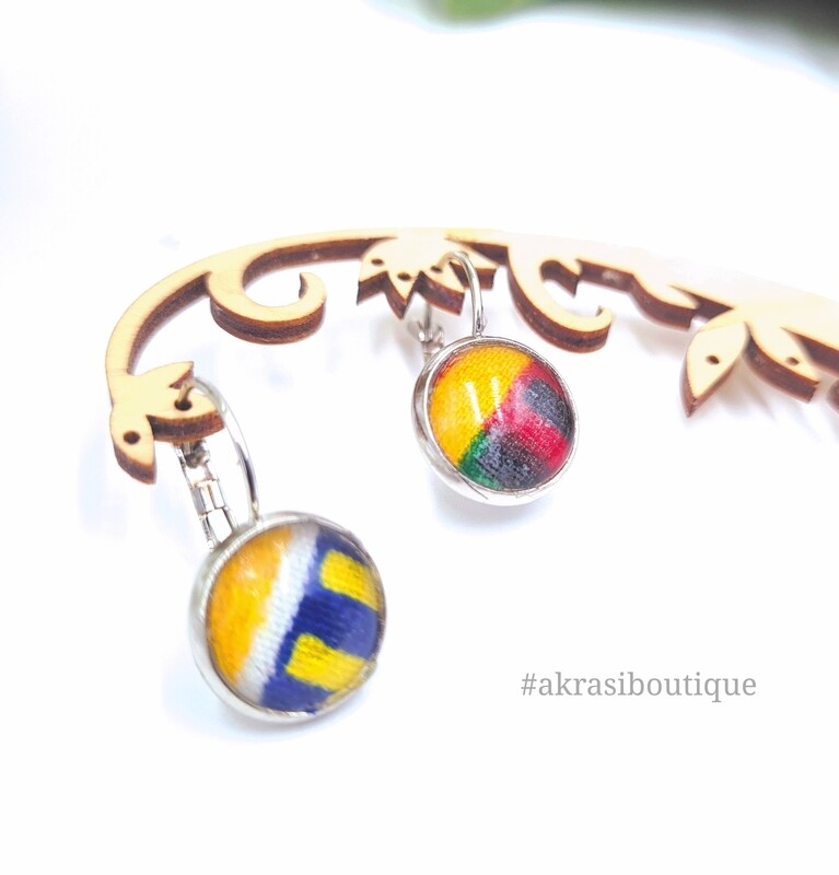 Kente collection round silver drop earrings