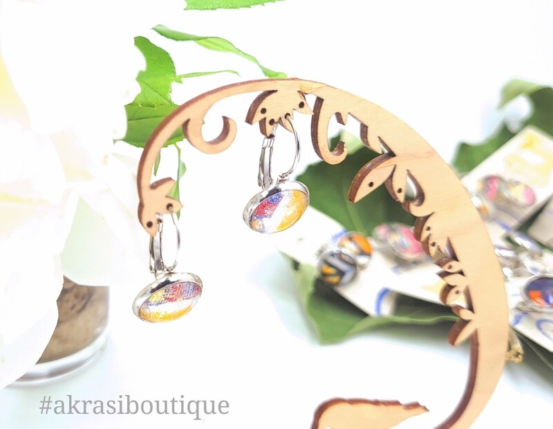 Kente collection round silver drop earrings