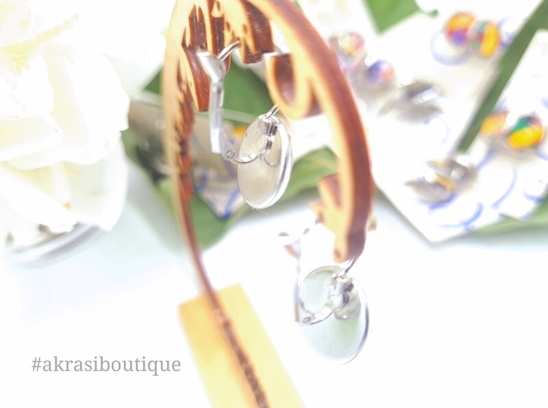 Dashiki collection round silver drop earrings
