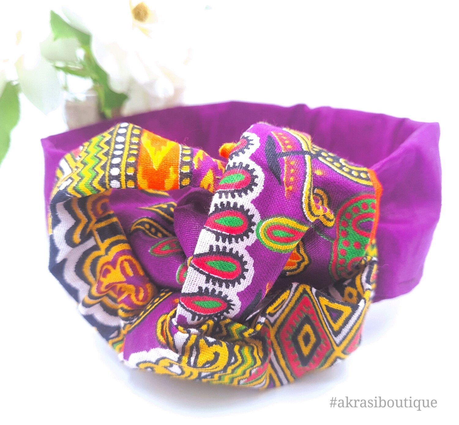 Purple Dashiki print wire twist hair tie | hair wrap | headband | African print headwrap | Ankara print wire headtie | wire hair tie