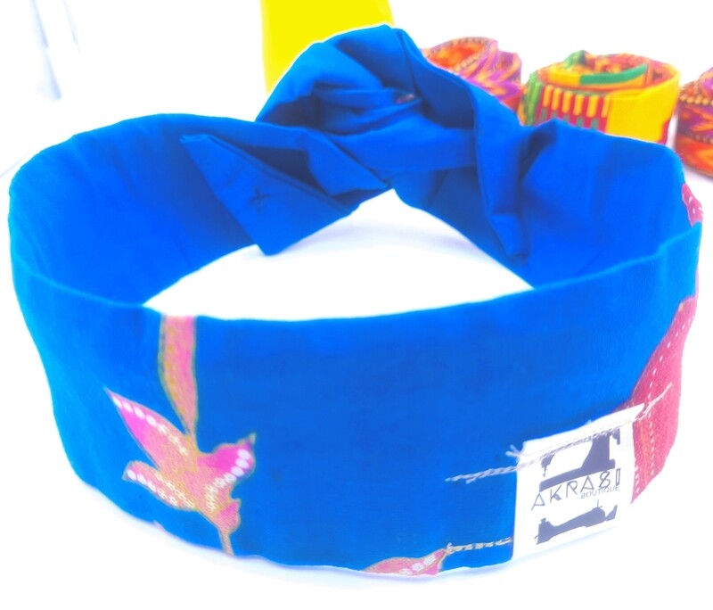Blue and purple floral print wire twist hair tie | hair wrap | headband | African print headwrap | Ankara print wire headtie | wire hair tie