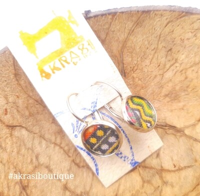 Dashiki collection round silver drop earrings