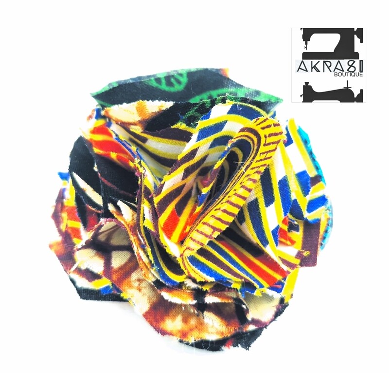 African print carnation ruffle flower | Dashiki flower | flower pin | flower hair clip | flower brooch | clothing accessories