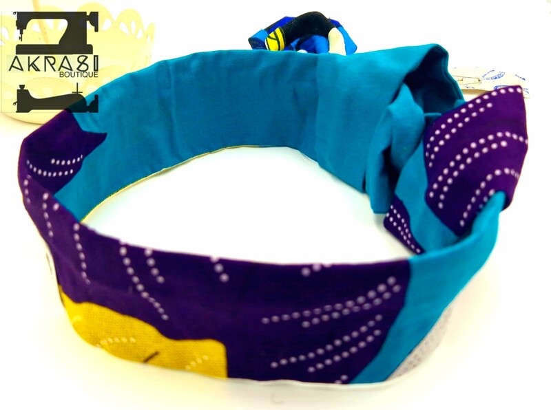 Blue, turquoise and red floral print wire twist hair tie | hair wrap | headband | African print headwrap | Ankara print wire headtie | wire hair tie