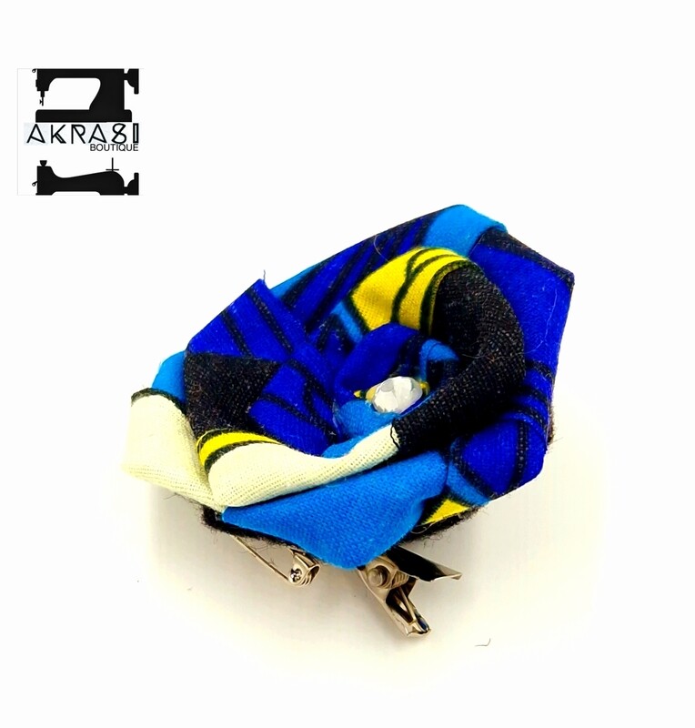 Blue and yellow rose flower with pearl centre | flower pin | flower hair clip | flower brooch | clothing accessories