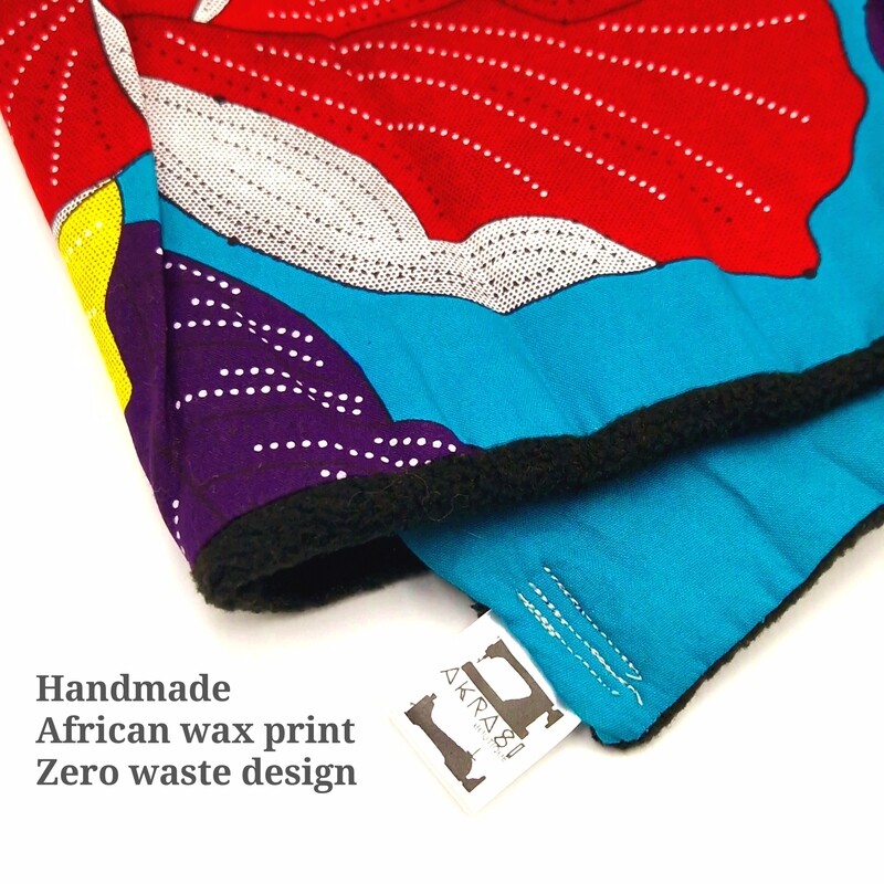 Fleece lined floral ankara neck warmer