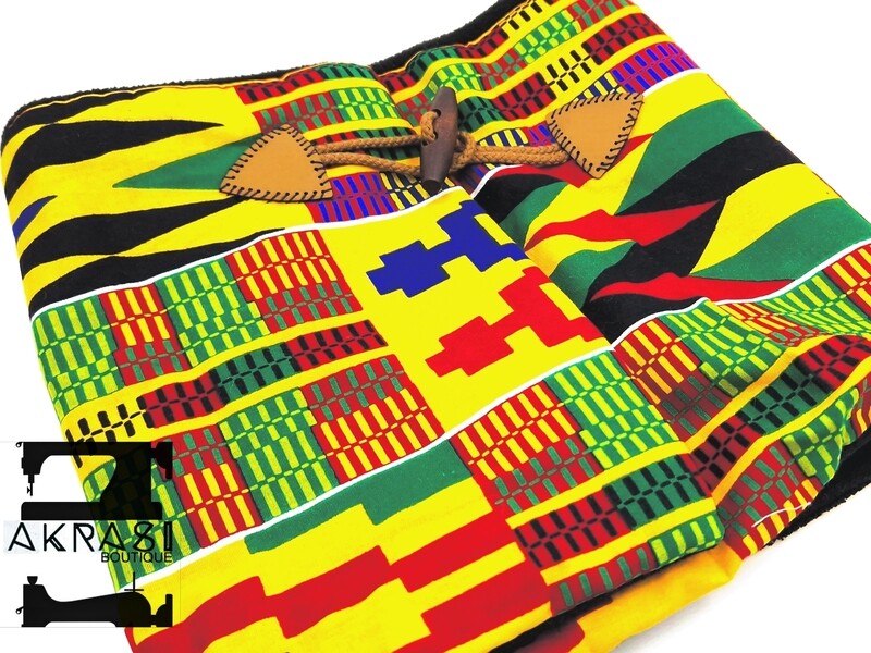 Fleece lined kente print neck warmer