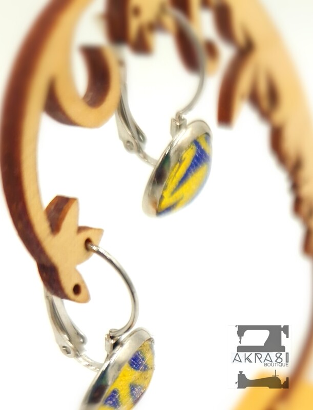 Kente collection round silver drop earrings