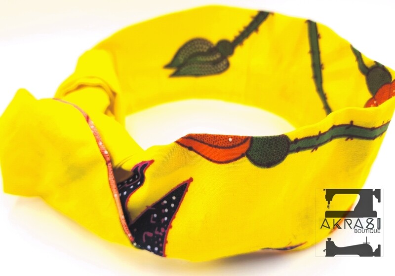 Yellow floral print wire twist hair tie | hair wrap | headband | African print headwrap | Ankara print wire headtie | wire hair tie