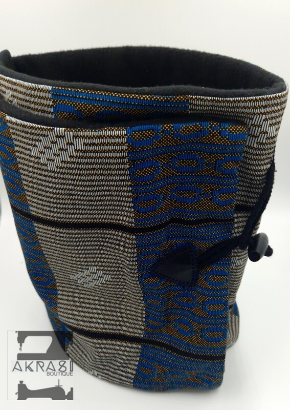 Fleece lined geometric ankara neck warmer