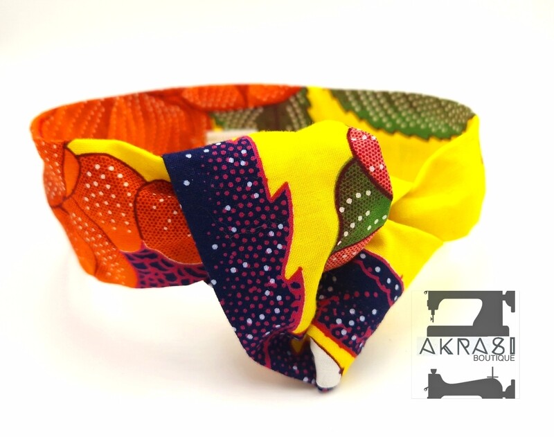 Yellow and pink floral print wire twist hair tie | hair wrap | headband | African print headwrap | Ankara print wire headtie | wire hair tie