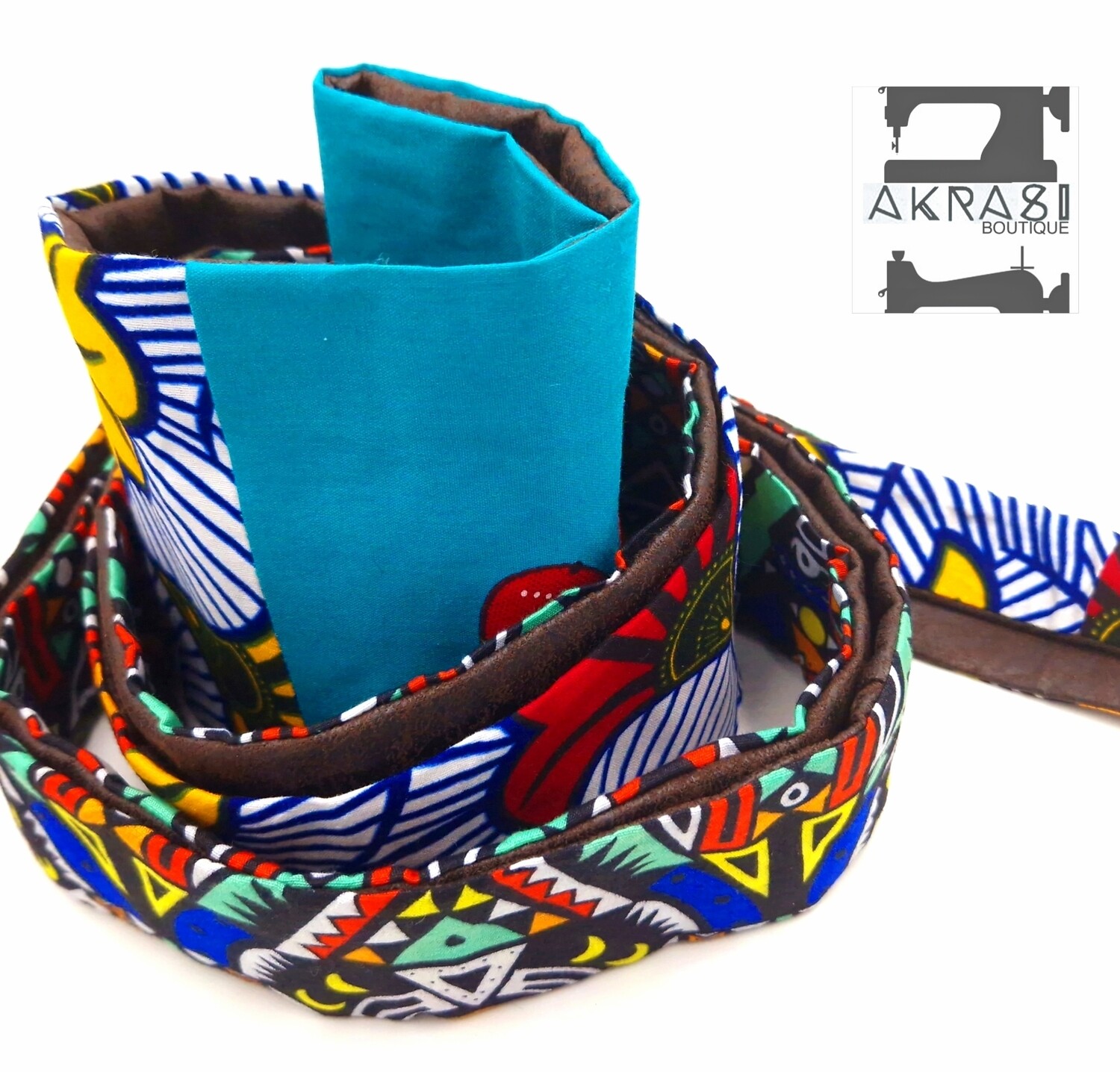 Custom handmade ankara and kente reversible obi belt and earrings set for Lyricl