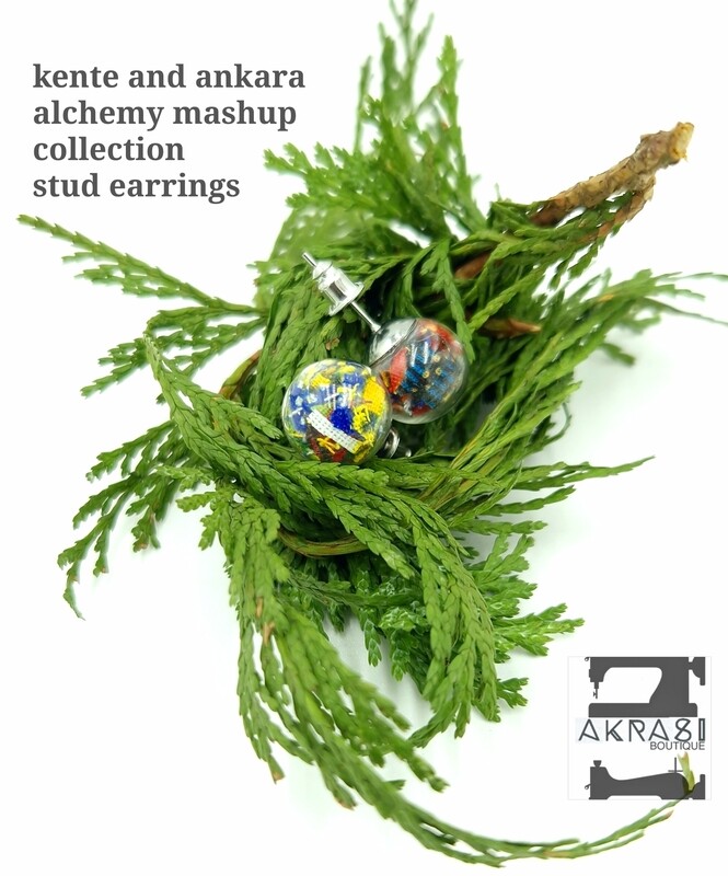 Glass globe silver stud earrings from the ankara alchemy mashup collection
