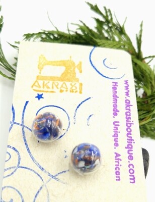 Glass globe silver stud earrings from the ankara alchemy mashup collection