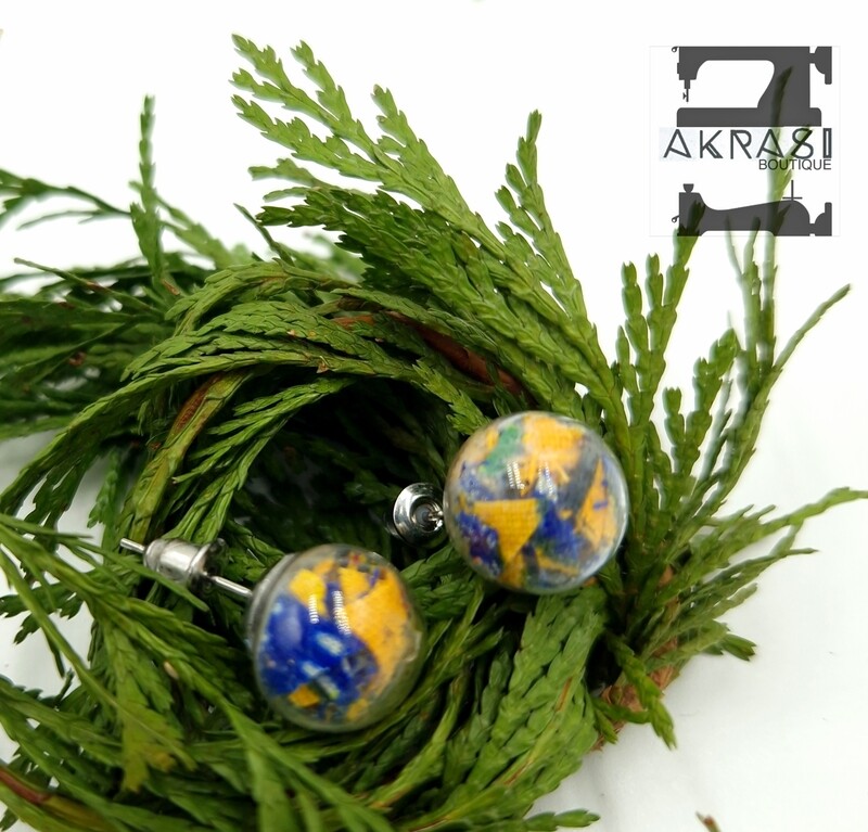 Glass globe silver stud earrings from the ankara alchemy mashup collection