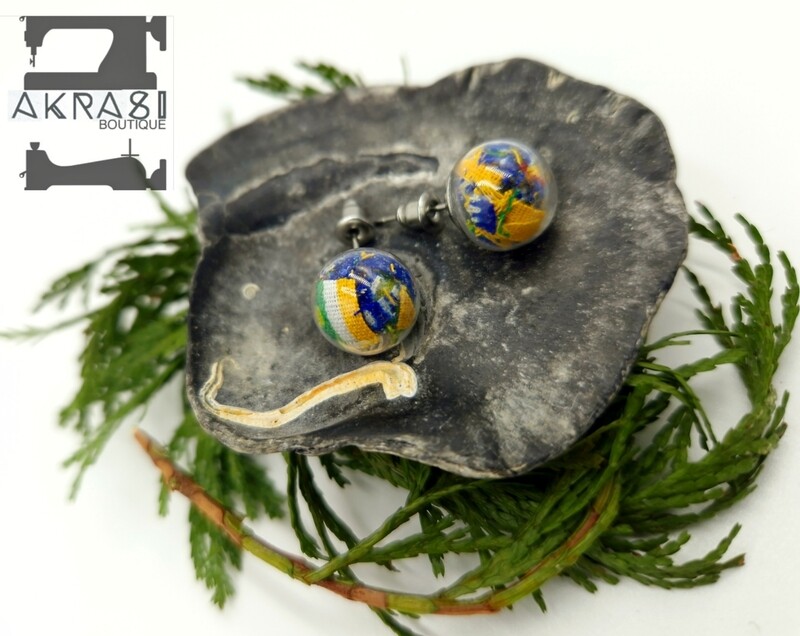 Glass globe silver stud earrings from the ankara alchemy mashup collection
