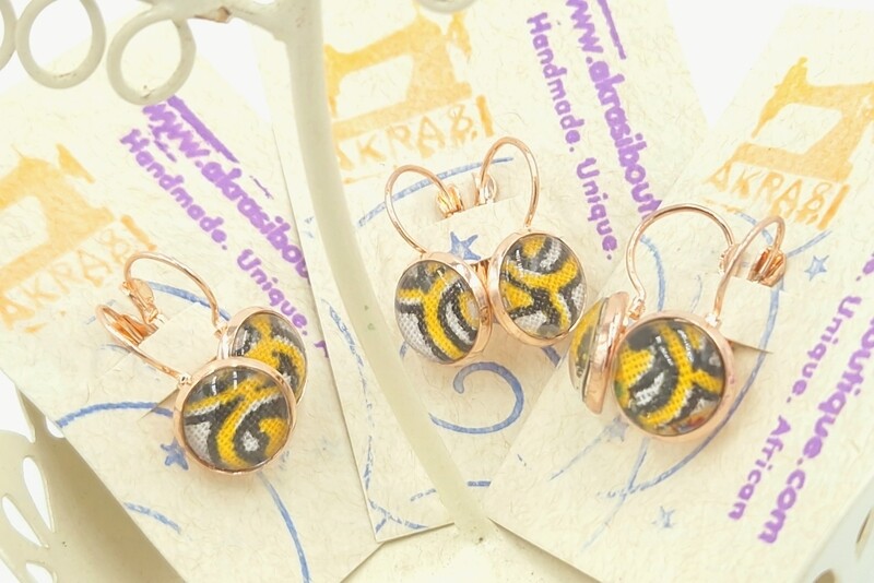 Sika collection round rose gold drop earrings