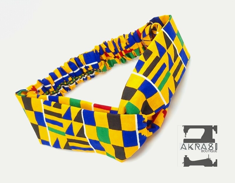 Classic kente print half turban headband | African wax print headwrap | African twisted headband