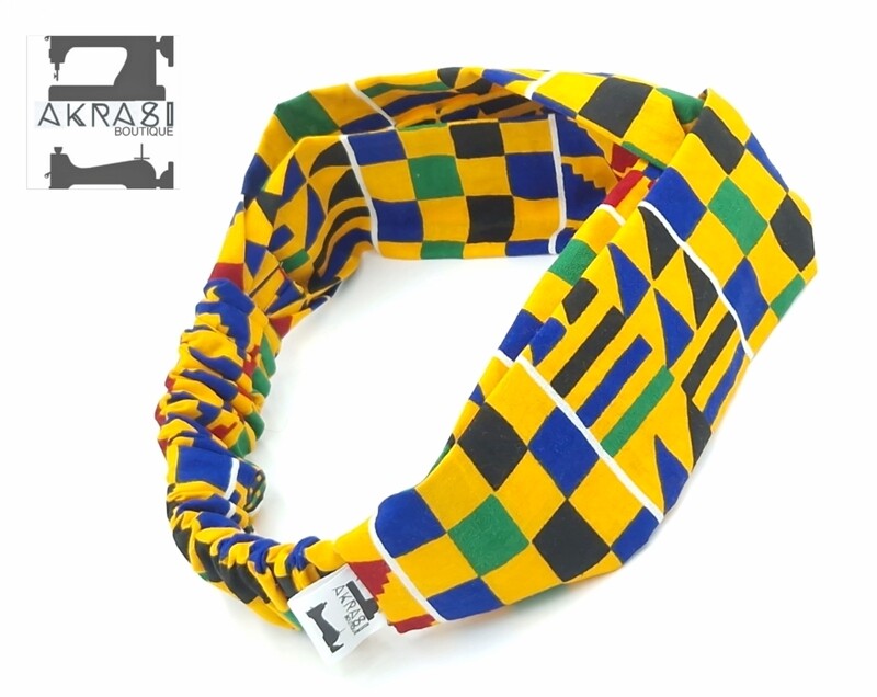 Classic kente print half turban headband | African wax print headwrap | African twisted headband