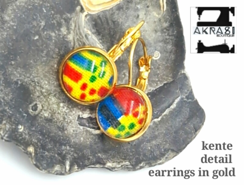 Gold kente drop earrings