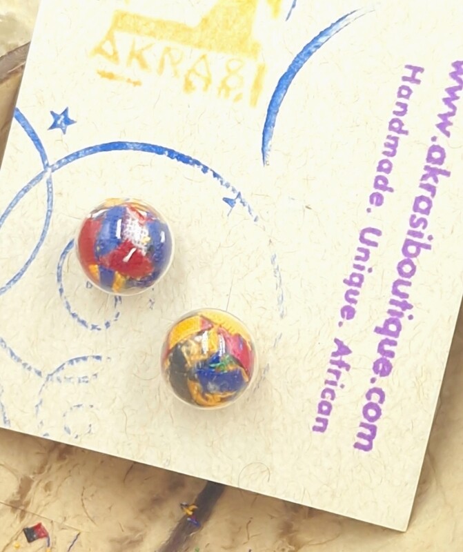 Glass globe silver stud earrings from the ankara alchemy mashup collection