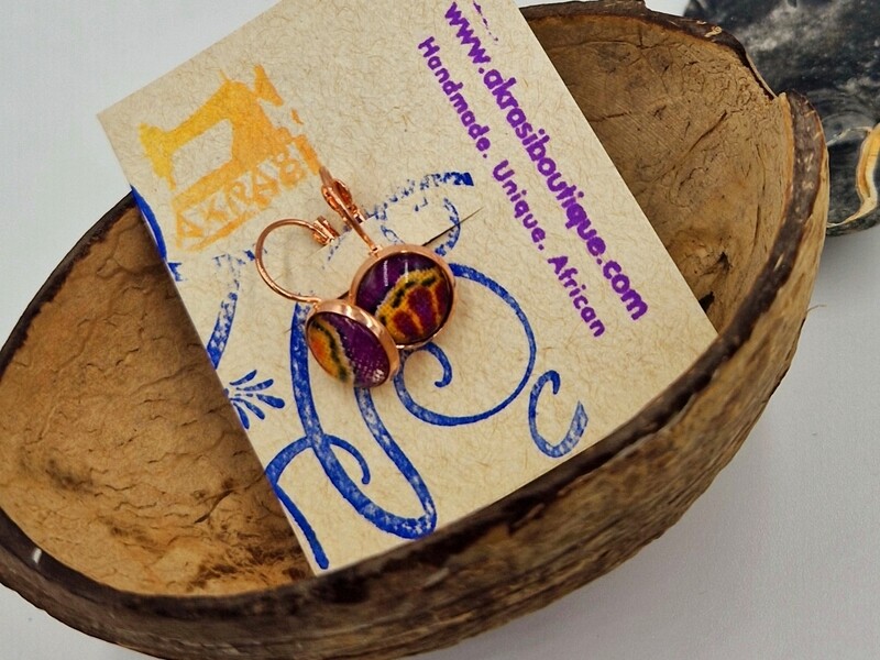 Dashiki collection round rose gold drop earrings