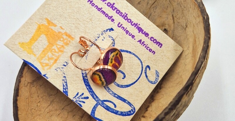Dashiki collection round rose gold drop earrings