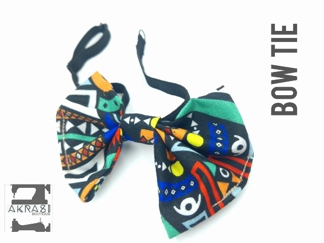 Custom handmade Kente cufflink set with bow tie for Fae
