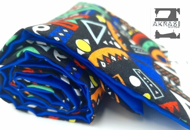 Custom handmade Kente cufflink set with cravat for Fae