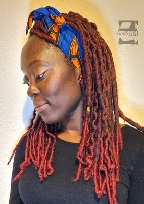 African wax print blue and orange wire twist hair wrap | African print wire hair tie | Ankara print headtie | headwrap