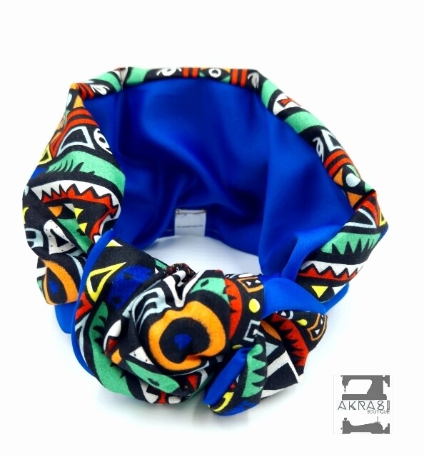 Custom handmade wire twist hair tie and ruffle flower contemporary kente set