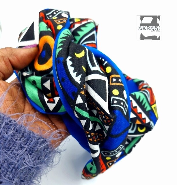 Custom handmade wire twist hair tie and ruffle flower contemporary kente set