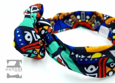 Black contemporary Kente wax print wire twist hair tie | hair wrap | headband | African print headtie