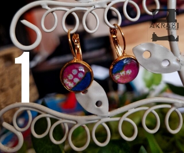 Custom handmade drop earrings with ankara detail for Deborah