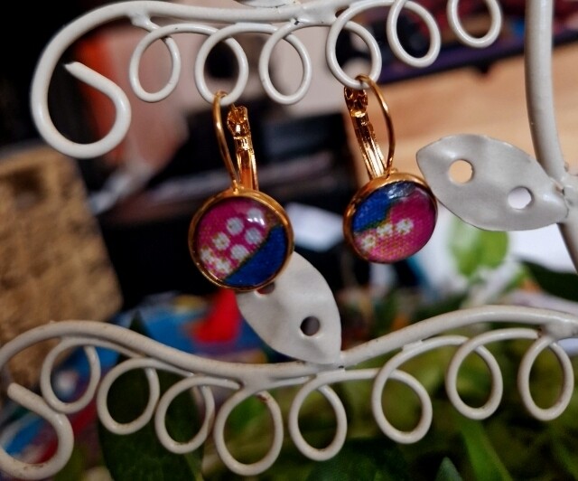 Handmade drop earrings with ankara detail
