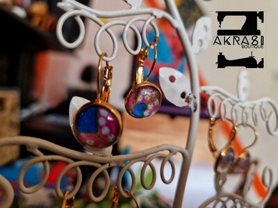 Handmade drop earrings with ankara detail