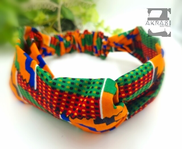 Classic kente print half turban headband | African wax print headwrap | African twisted headband