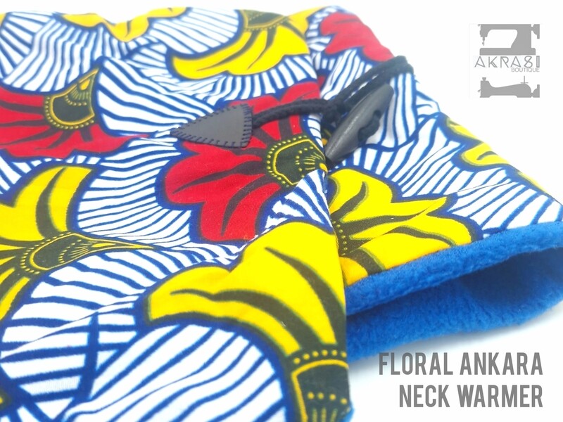 Fleece lined kente print neck warmer
